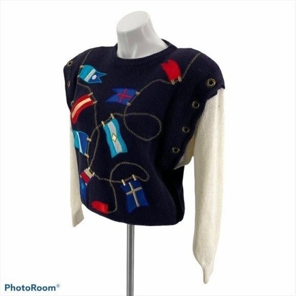 Bonnie Boerer Rare Vintage Nautical Yacht Sweater Size S NEW - Picture 9 of 12